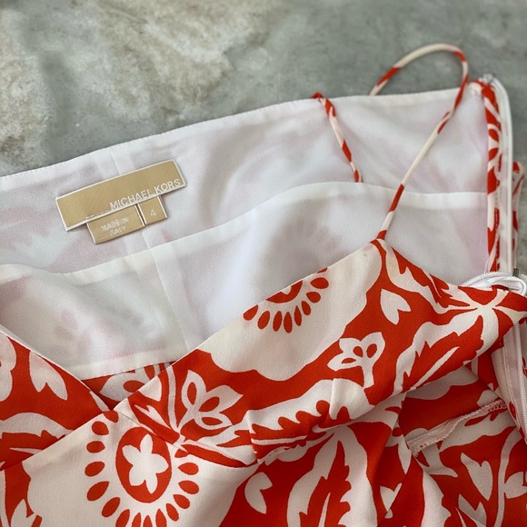 🍊Michael Kors Orange Flower Ruffle Top - Picture 7 of 12